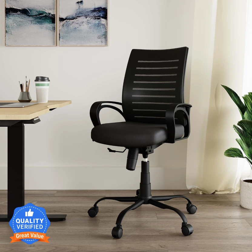 IAFA Diego Mid Back Ergonomic Office Heavy Duty Black Metal Base Mesh Office Arm Chair Flipkart sale