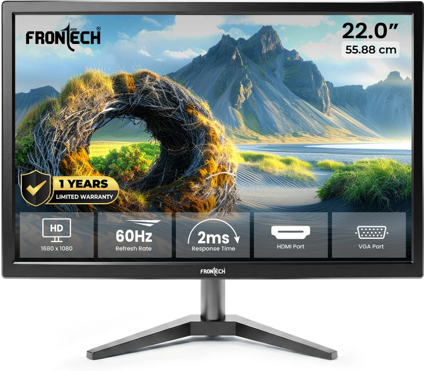 Frontech - 55.88 cm (22 inch) HD LED Backlit VA Panel with HDMI, VGA Monitor (MON_0060) Flipkart sale