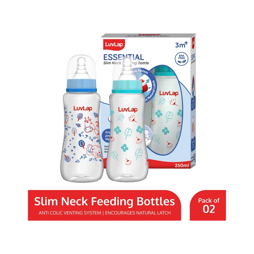 LuvLap Anti-Colic Slim Neck Essential Baby Feeding Bottle, Jungle Tales Pack of 2 - 250 ml Flipkart sale