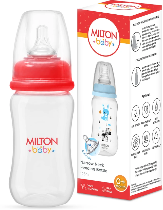 Milton Baby Narrow Neck Feeding Bottle 125ml, Anti-Colic, BPA Free, 0+ Months, Red - 125 ml Flipkart sale