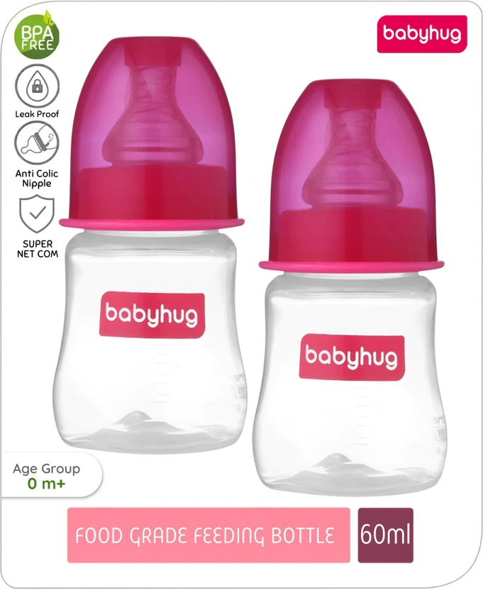 babyhug Anti-Colic BPA-Free Plastic Feeding Bottle for Newborns, Pink, 0+ Months - 120 ml Flipkart sale
