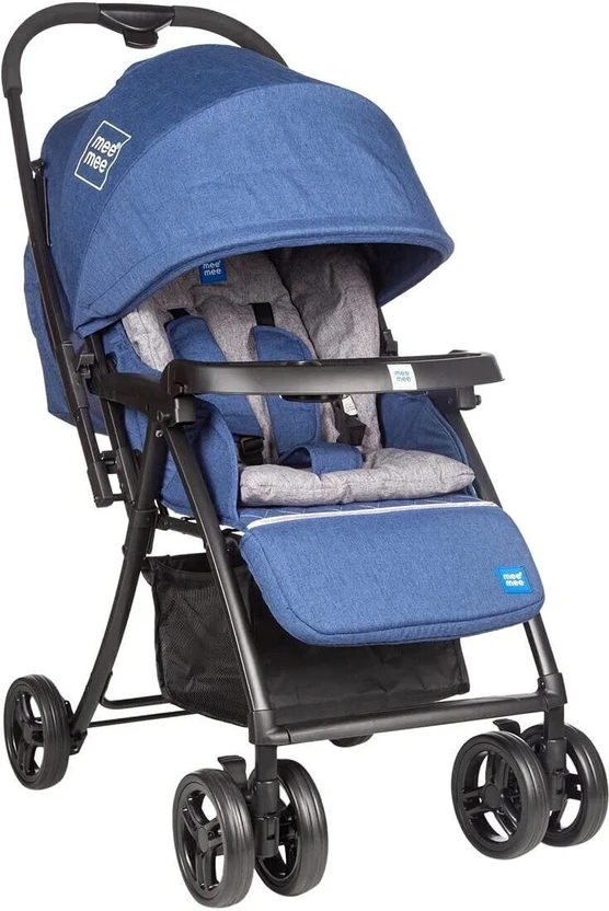 MeeMee Baby Stroller Pram 0-3 Years| Large Canopy Window| Detachable Feeding Tray Pram Flipkart sale