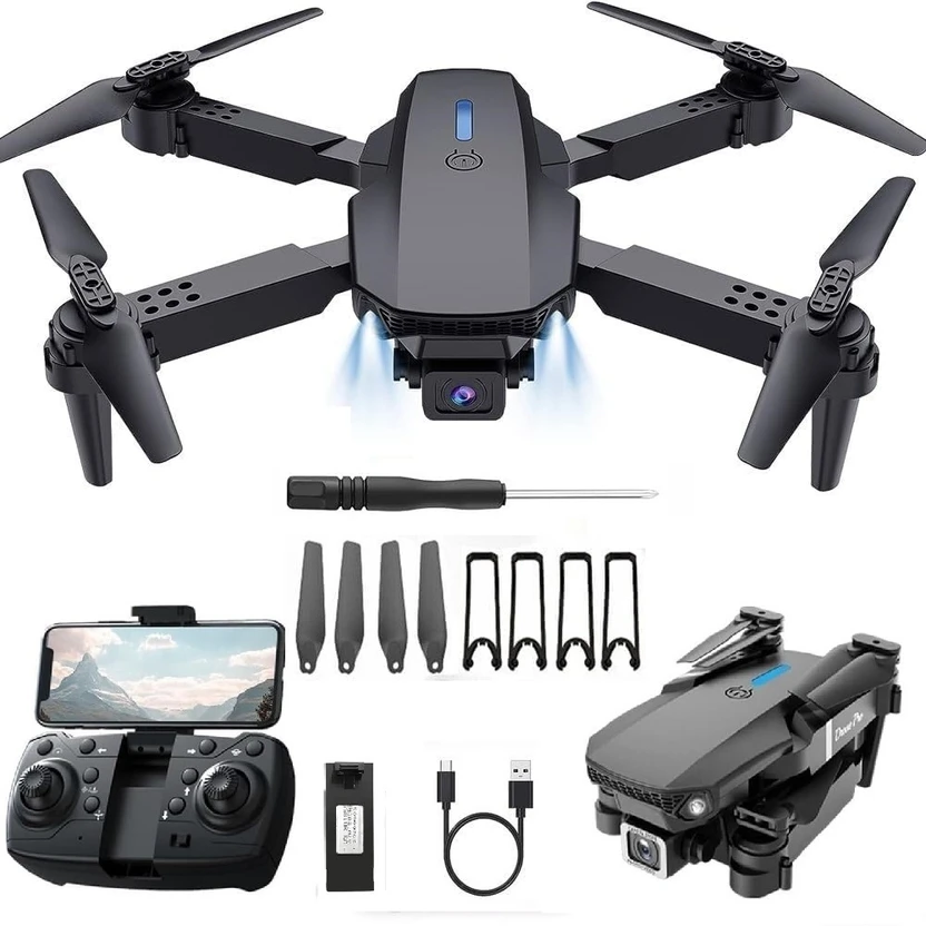 FLORASTICK 4k dual camera mini drone E88 Pro Foldable WiFi with Smart Gestures Selfie-HD Dro Flipkart sale