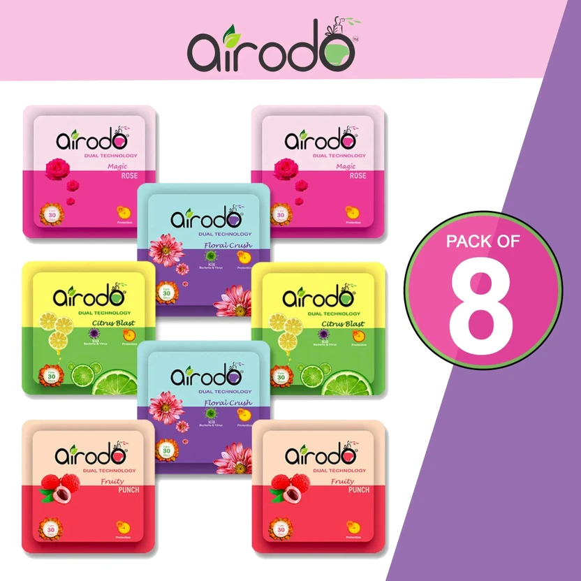 AIRODO Power Pocket Gel Air Freshener | Assorted Mix Scents, Rose, Lavender, Floral crush Re Flipkart sale