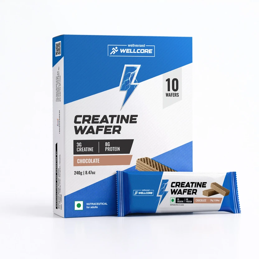 Wellcore Creatine Wafer Bar Chocolate (Pack Of 10) | 3g Creatine,8g Protein | Zero Sugar| Pr Flipkart sale