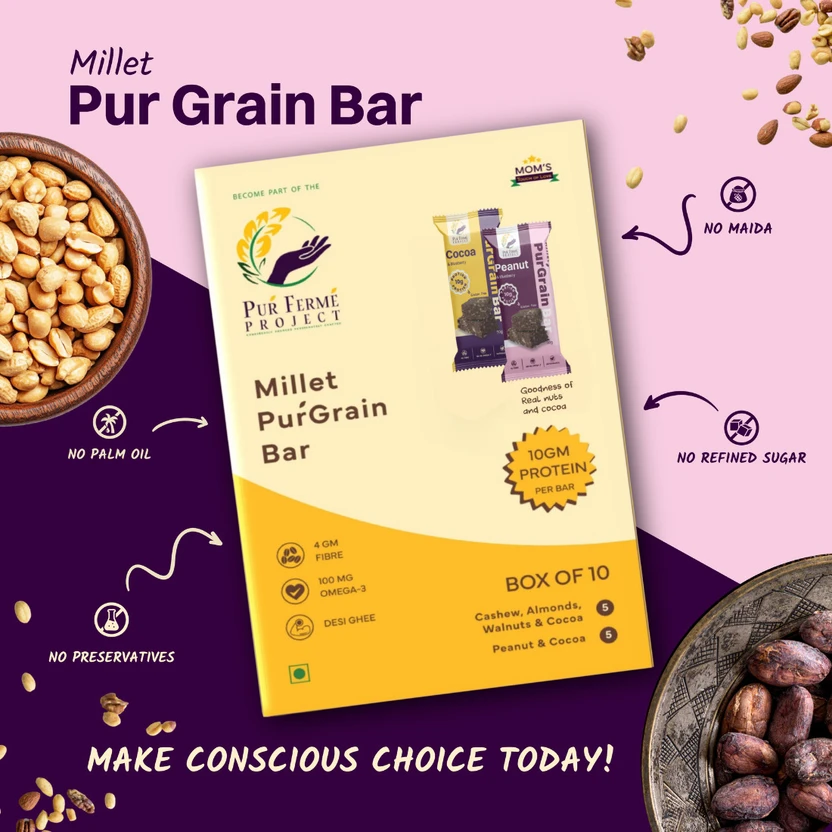 PurFerme Project Millet PurGrain Protein Bar | 10X50g Protein Bars Flipkart sale