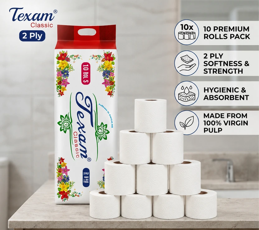 TEXAM Ultra-Soft, Highly Absorbent Toilet Rolls - 10 Rolls in 1 pack Toilet Paper Roll Flipkart sale