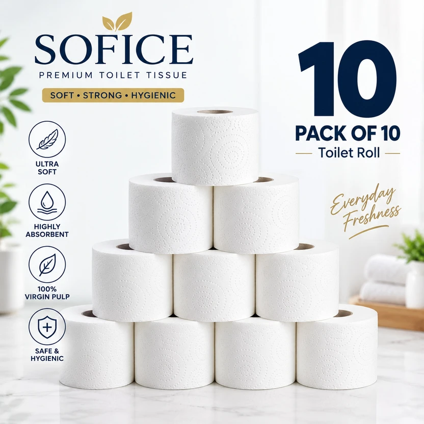 sofice Premium 2 Ply Virgin Pulp 10 Roll Toilet Paper Roll Flipkart sale
