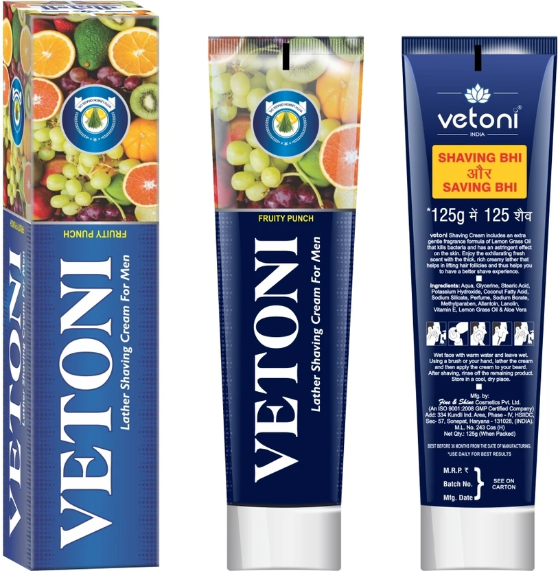 VETONI Lather Shaving Cream for Men Fruity Punch Fragrance | Pack of 6 Flipkart sale