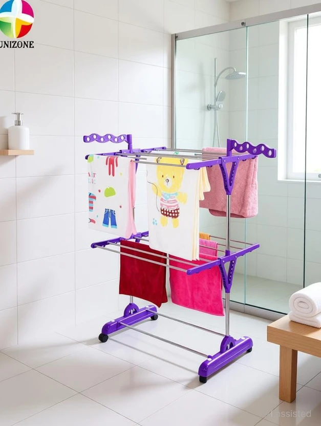 Unizone Steel, Plastic Floor Cloth Dryer Stand 2-Tier Foldable Cloth Drying Stand | Strong C Flipkart sale