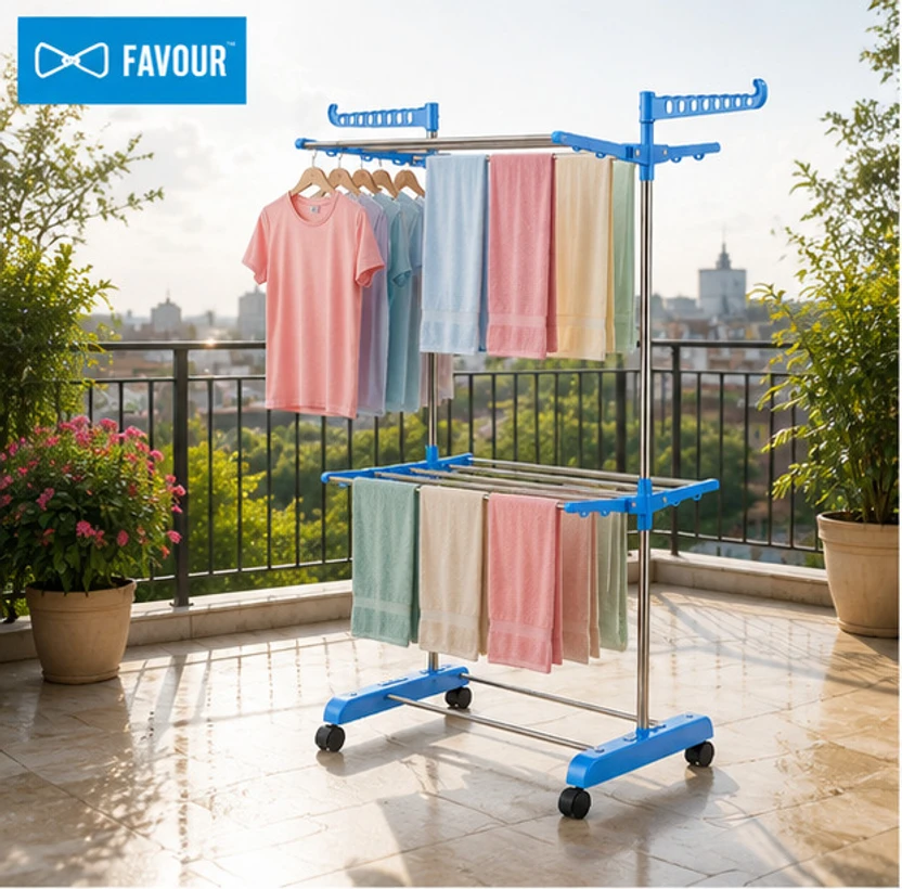 FAVOUR Plastic, Steel Floor Cloth Dryer Stand Attractive Stainless Steel Orange Single Pole Flipkart sale
