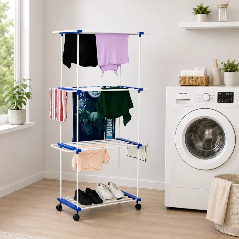 FLIPZON Plastic, Steel Floor Cloth Dryer Stand Flexri Dry Rack – 3 Tier Foldable Clothes Dry Flipkart sale