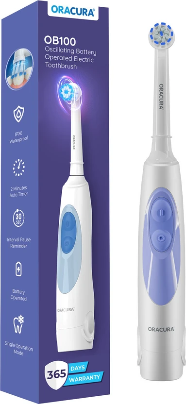 ORACURA OB100 Oscillating Battery Operated Electric Toothbrush | 6000 Strokes/Min Electric T Flipkart sale