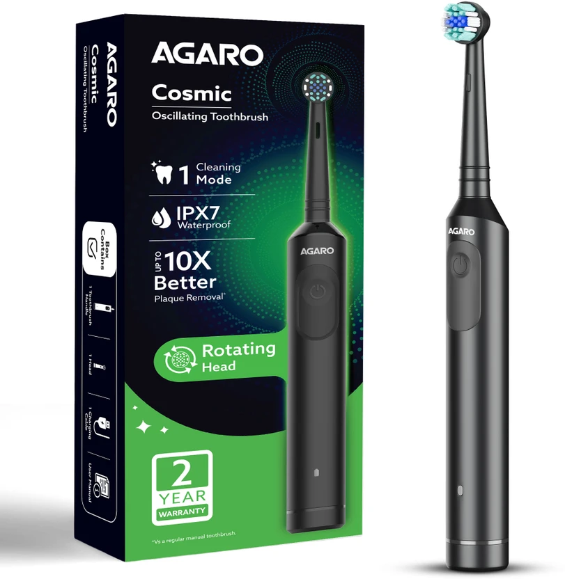 AGARO Cosmic Oscillating Tooth Brush for Adults, Nylon Soft Bristles, Rechargable Electric T Flipkart sale