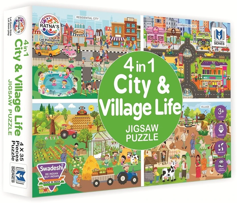 Ratnas City & Village Life Jigsaw Puzzle for Kids(140 Pieces) (1578) Flipkart sale