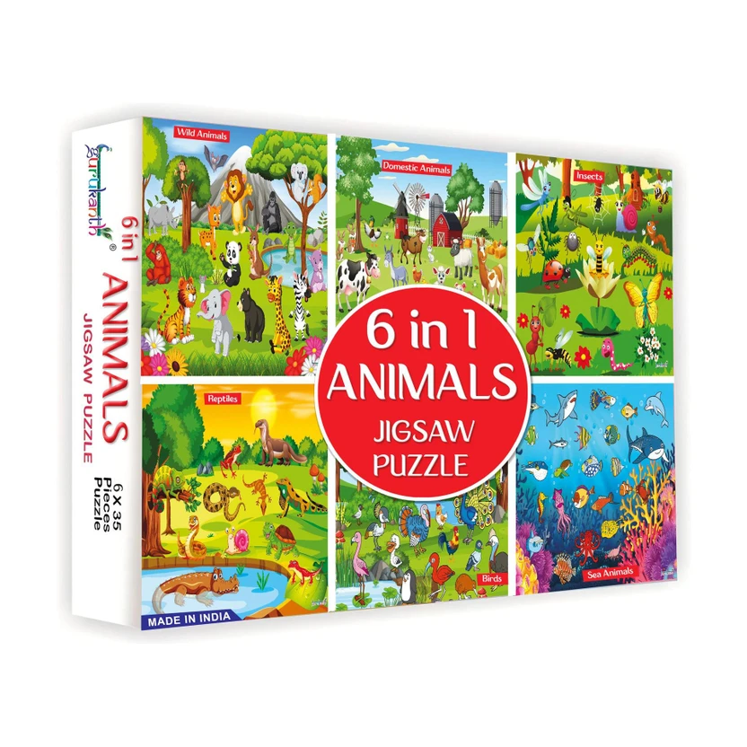 gurukanth 6 In 1 Animal World Jigsaw Puzzle Set-35 Pieces Each Flipkart sale