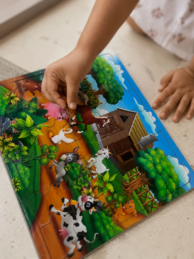 MOMAI TOYS Farm Animals Wooden Jigsaw Puzzle Board for Kids 30Pieces Flipkart sale