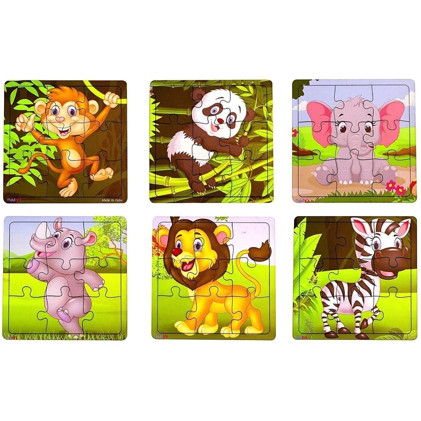 Fiddlys Wood Jigsaw Puzzles for Children - 9 Pieces (Pack of 6) Flipkart sale