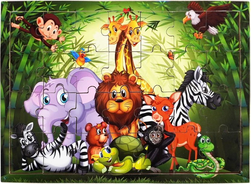 CloudTech Wooden Jungle Animals Tray Interlocking Jigsaw Puzzle for Kids | Multicolor Flipkart sale