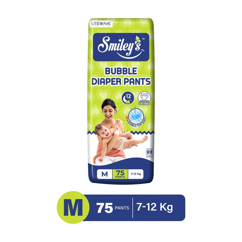 LITEWAVE Smiley's Bubble Baby Diaper Pants Up to 12 Hours Protection | 7- 12 kg Pant Diapers Flipkart sale