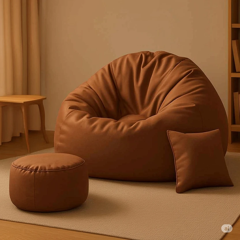 Furnon 4XL Bean Bag with Cushion & Footrest All Filled with Beans Ready to use Teardrop Bean Flipkart sale