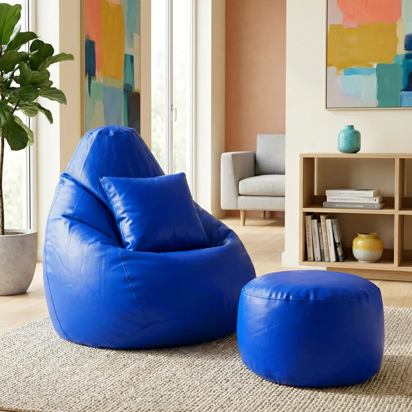 Flipkart Perfect Homes Studio 5XL Faux Leather Leatherette Bean Bag with Footrest and Cushio Flipkart sale