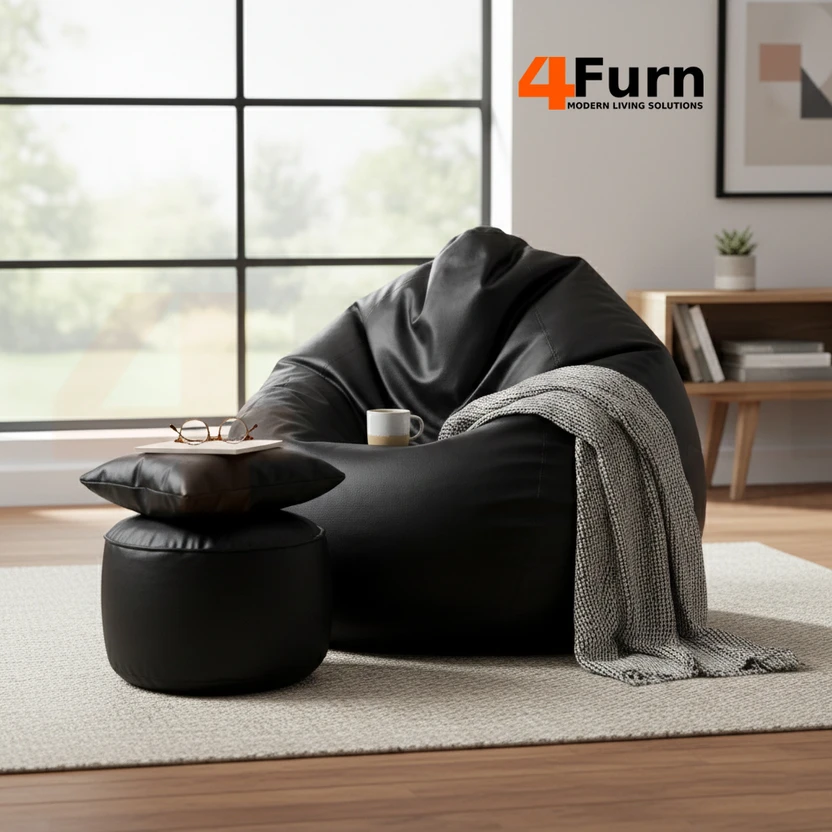 4FURN XXXL Bean Bag with Cushion & Footrest All with Beans Suitable For Teens Teardrop Bean Flipkart sale