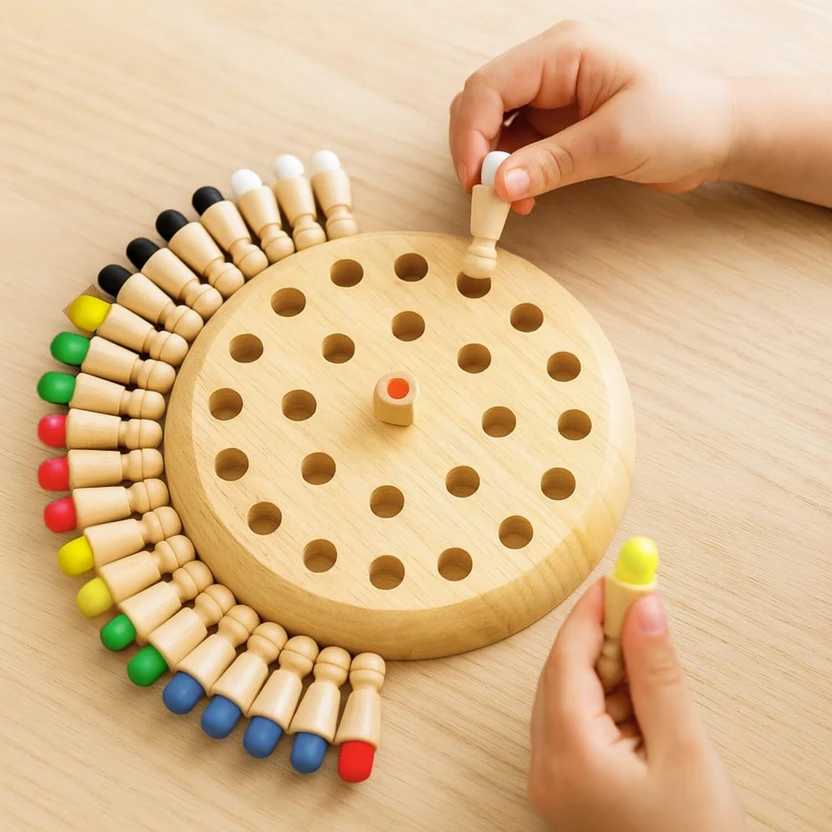 AJDK MART Wooden Memory Chess Game with Dice, Color Matching Board Toy for Kids Educational Flipkart sale