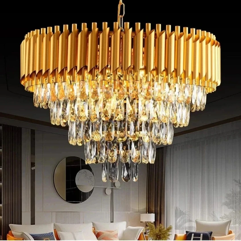 KAYUV Crystal Gold polish metal 500mm chandelier hanging ceiling pandent jhoomar Chandelier  Flipkart sale