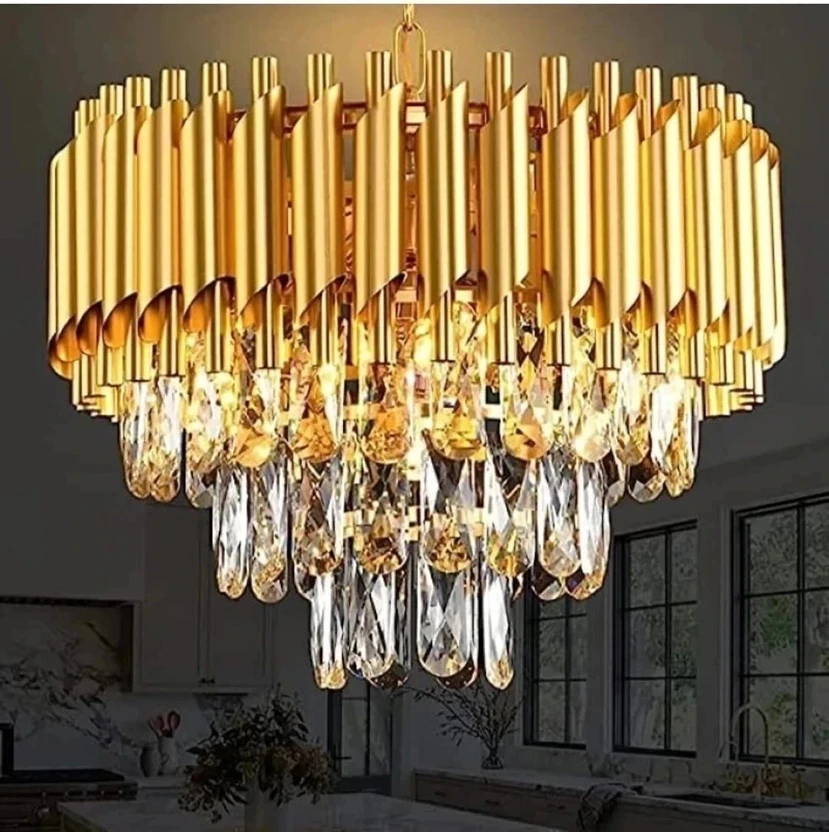 KAYUV Crystal 400mm Gold Polished Colour Changing Jhumar Hanging Pandent Chandelier Ceiling  Flipkart sale