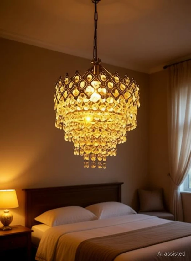 KARTAVYA TRADERS KB Traders Golden Ceiling Jhoomar/Chandelier light. Size 260 MM Chandelier  Flipkart sale