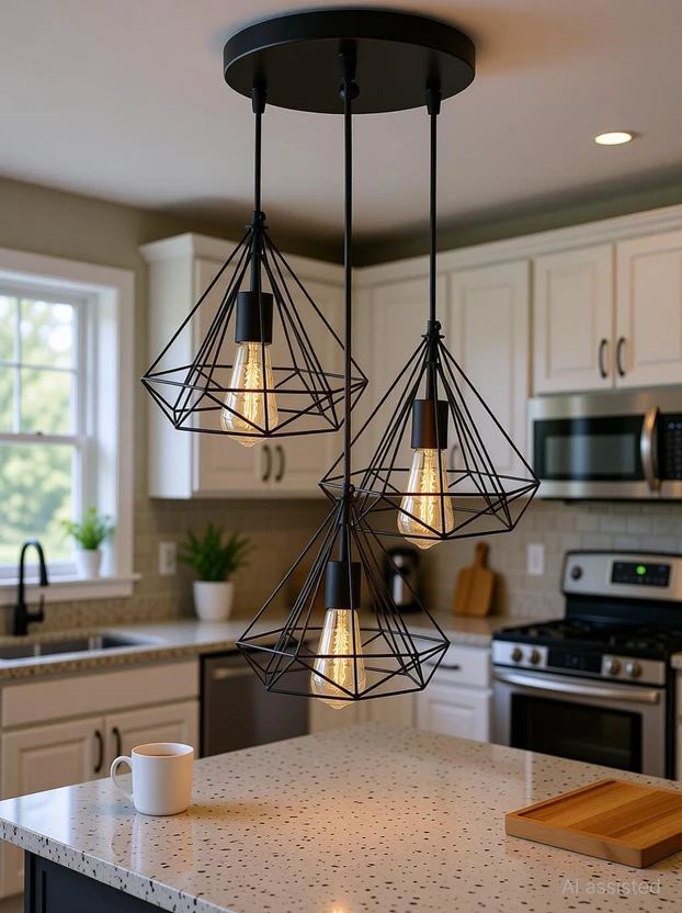 Groeien 3-Lights Round Cluster Chandelier Black Diamond Hanging Pendant Light with Braided C Flipkart sale