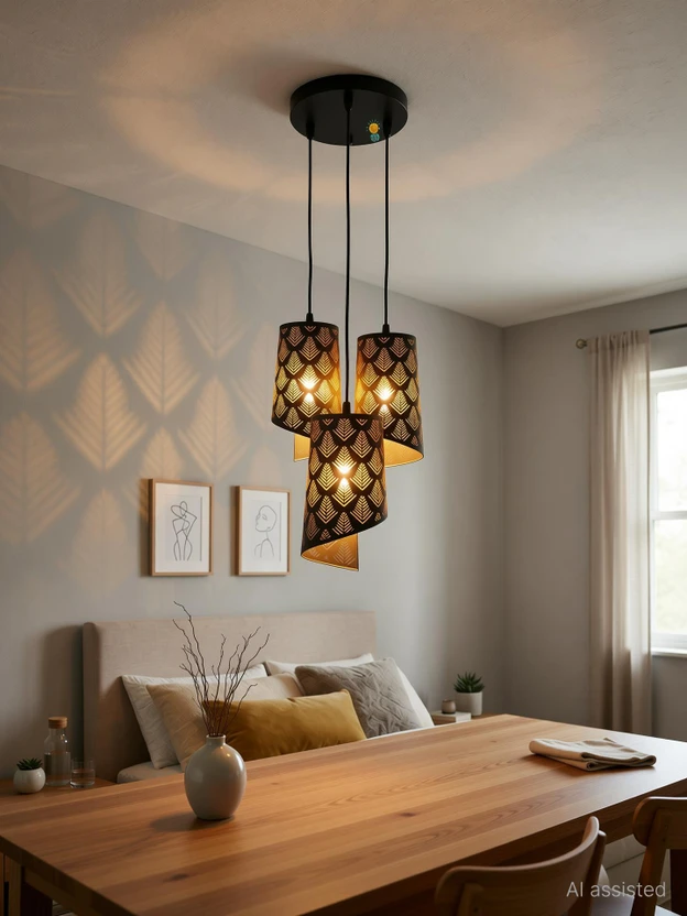 Booming Home ModernLeaf 3-Light Hanging Pendant Lamp Chandelier Ceiling Lamp Flipkart sale