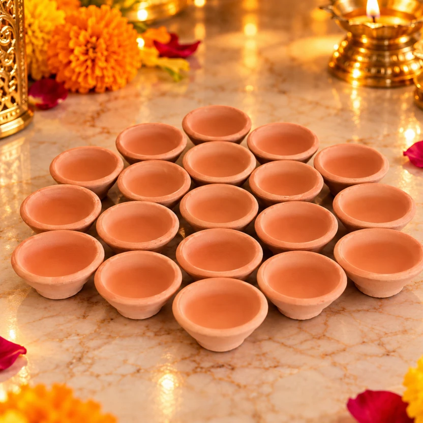 Great Art Traditional Mitti Diya Set Terracotta (Pack of 21) Table Diya Set Flipkart sale