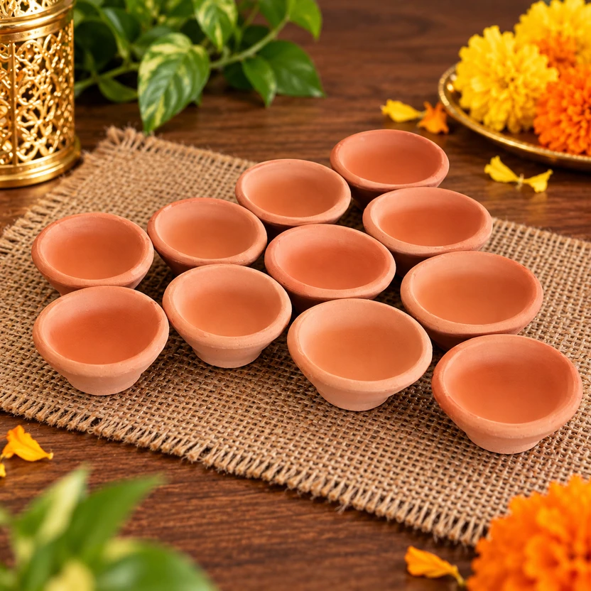 Great Art Traditional Mitti Diya Set Terracotta (Pack of 11) Table Diya Set Flipkart sale