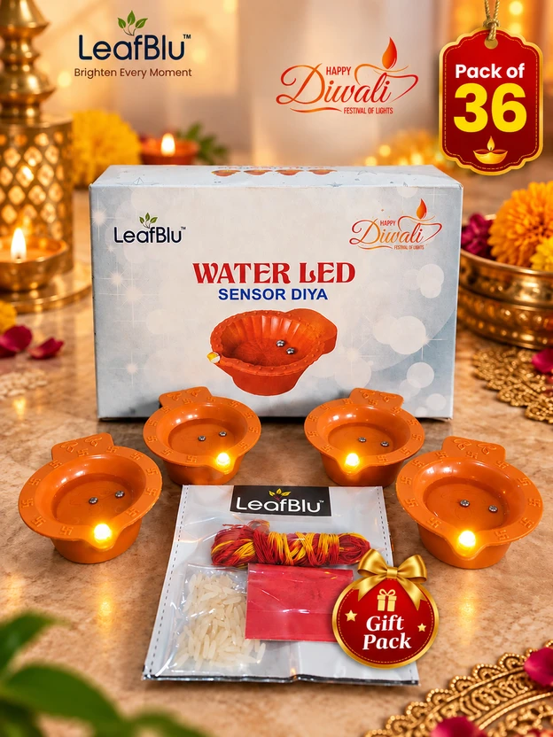 LeafBlu Water Sensor LED Diya | Decorative Diya for Diwali & Home Pooja Decor Plastic (Pack  Flipkart sale
