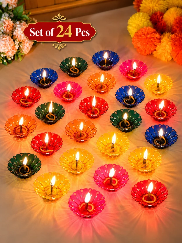 Craftam Craftam 3D Reflection Reusable Transparent Hard Plastic Lotus Oil Diya Plastic (Pack Flipkart sale