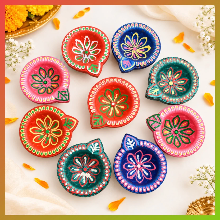 Onlinch Terracotta Diya Set of 9 with 9 Cotton Wicks 127 Terracotta (Pack of 9) Table Diya S Flipkart sale