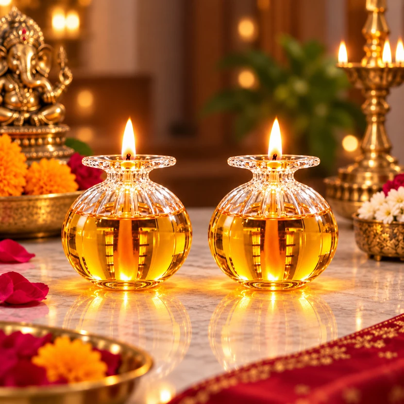 SVGI MODAK SHAPE BOROSILICATE GLASS DIYA PACK OF 2 Glass (Pack of 2) Table Diya Set Flipkart sale