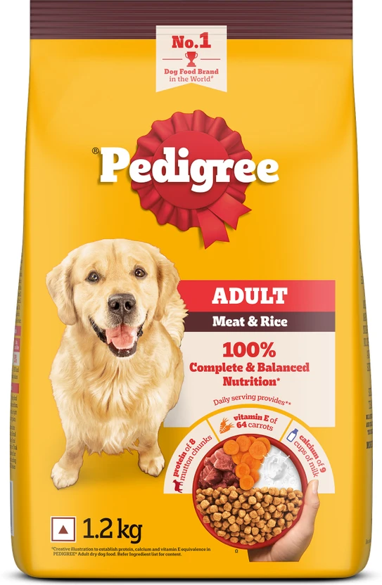 PEDIGREE 100% Nutrition Meat, Rice 1.2 kg Dry Adult Dog Food Flipkart sale