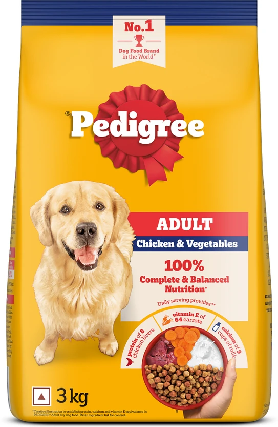 PEDIGREE 100% Nutrition Chicken, Vegetable 3 kg Dry Adult Dog Food Flipkart sale