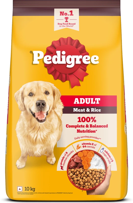 PEDIGREE 100% Nutrition Meat, Rice 10 kg Dry Adult Dog Food Flipkart sale