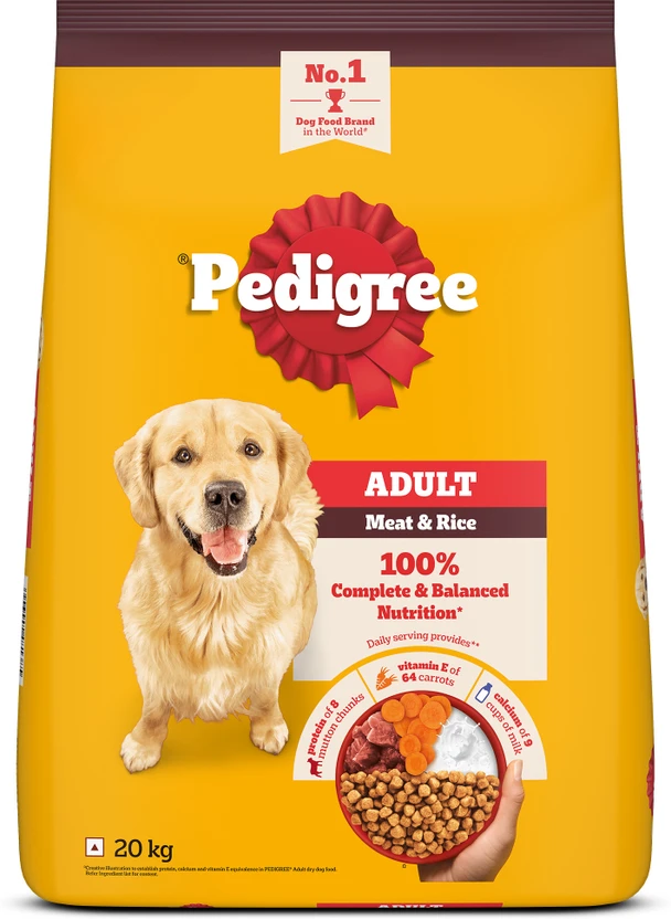 PEDIGREE 100% Nutrition Meat, Rice 20 kg Dry Adult Dog Food Flipkart sale