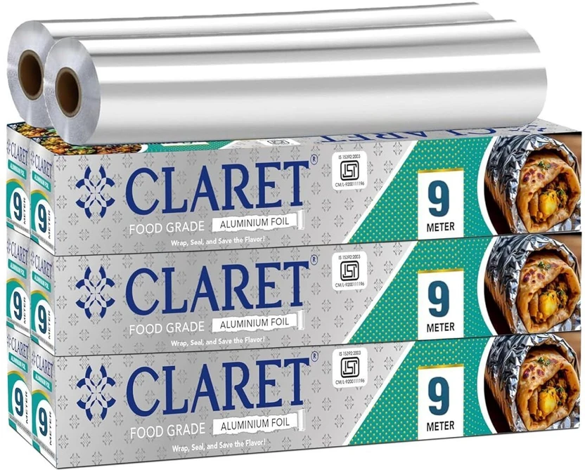CLARET Food Grade Aluminium Foil Roll - 9 Meter | Oil & Grease Proof | Pack of 6 Aluminium F Flipkart sale