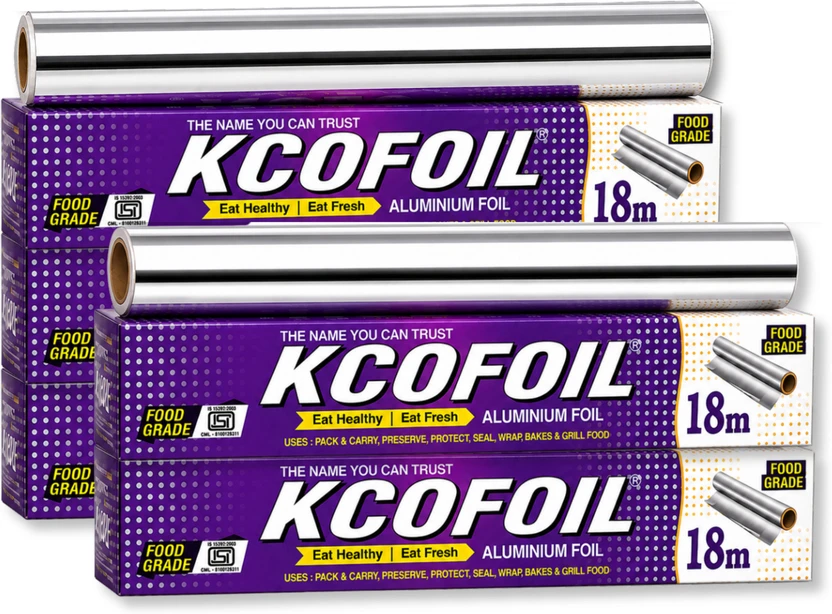 Kcofoil Aluminium Foil 18 Mtr Roll | Heavy Duty Food Grade Kitchen Silver Wrapping Aluminium Flipkart sale