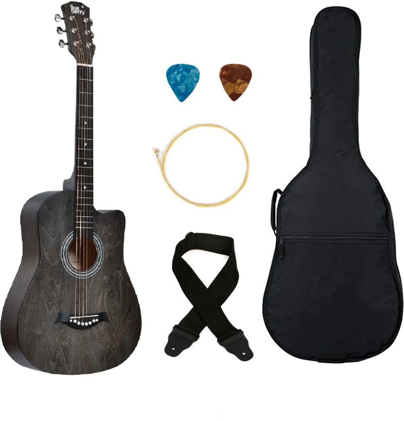 BLUEBERRY B-D38, Retro Black Acoustic Guitar Linden Wood Synthetic Wood Right Hand Orientati Flipkart sale
