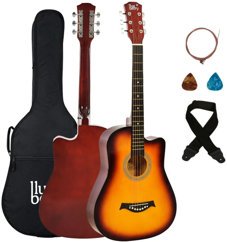 BLUEBERRY B-38C Sunburst Size 38 inch, Acoustic Guitar Linden Wood Plastic Right Hand Orient Flipkart sale