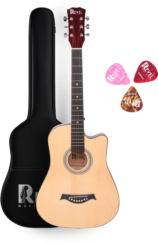 REVEL Cutaway Acoustic Guitar Kit, with Bag, Nickel Strings, Pick And Strap Acoustic Guitar Flipkart sale