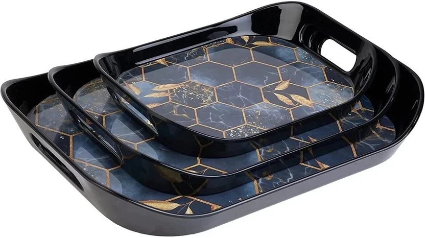 JORDY Set of 3 Trays lineing & leaves design Tray Serving Set Tray Flipkart sale