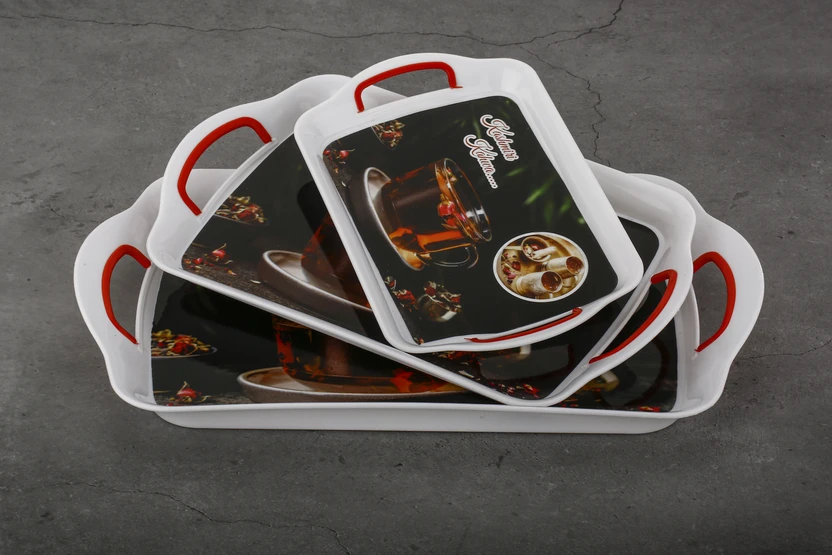 Flipkart SmartBuy Plastic Printed Rectangular Serving Tray with Handle for Serving Tea & etc Flipkart sale